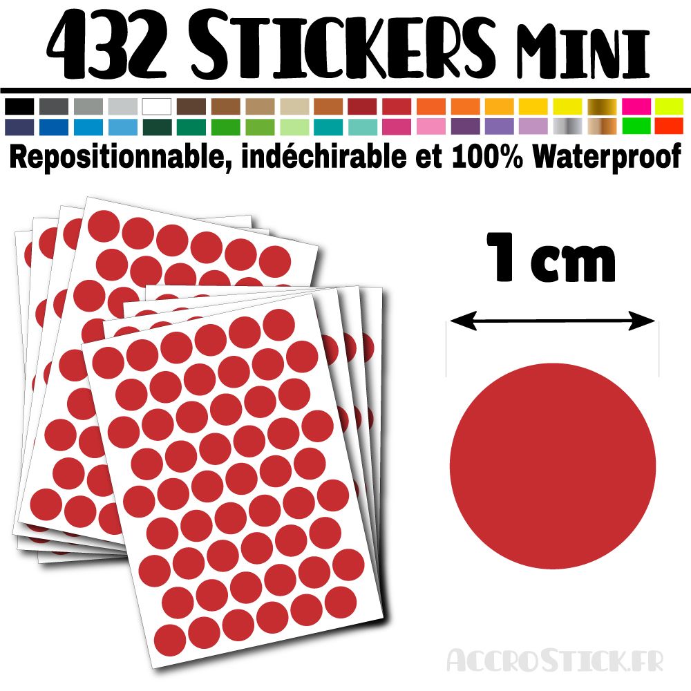 432 Ronds 1 cm - Stickers mini gommettes 432 Ronds 1 cm - Stickers mini gommettes