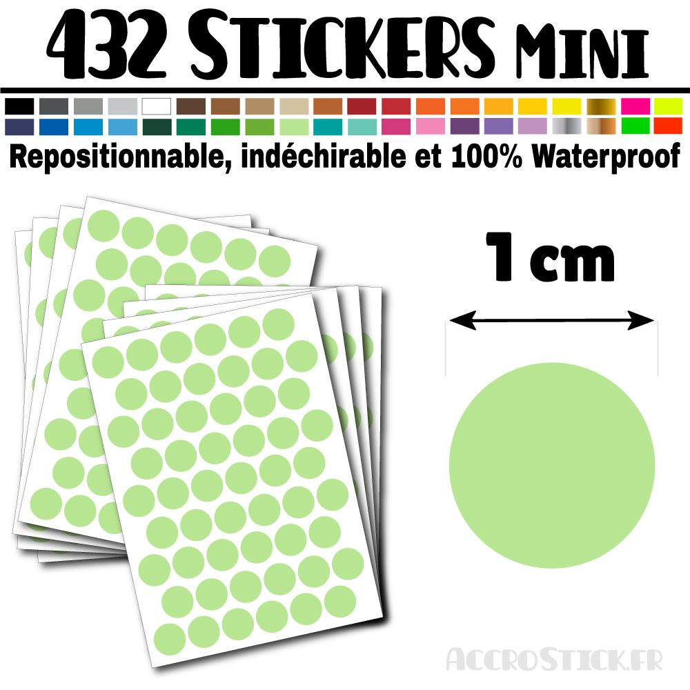 432 Ronds 1 cm - Stickers mini gommettes 432 Ronds 1 cm - Stickers mini gommettes