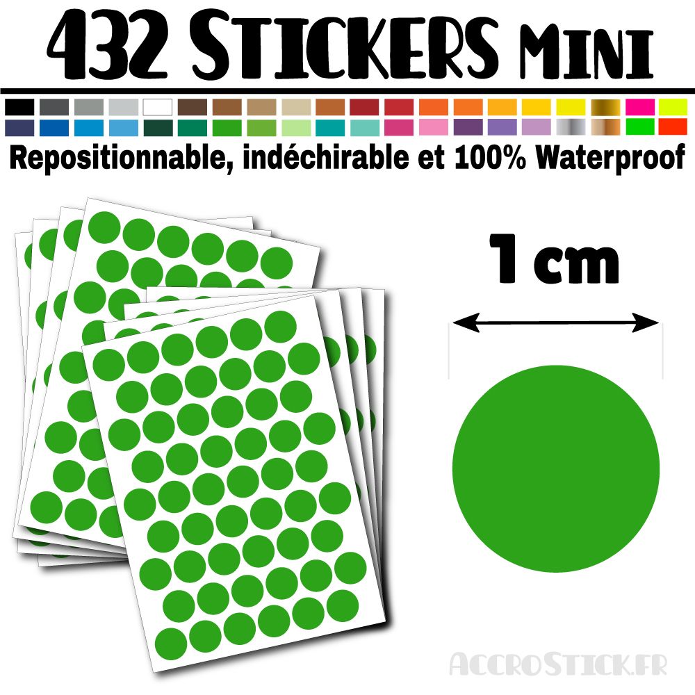 432 Ronds 1 cm - Stickers mini gommettes 432 Ronds 1 cm - Stickers mini gommettes