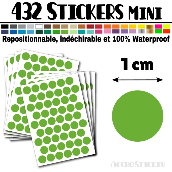 432 Ronds 1 cm - Stickers mini gommettes