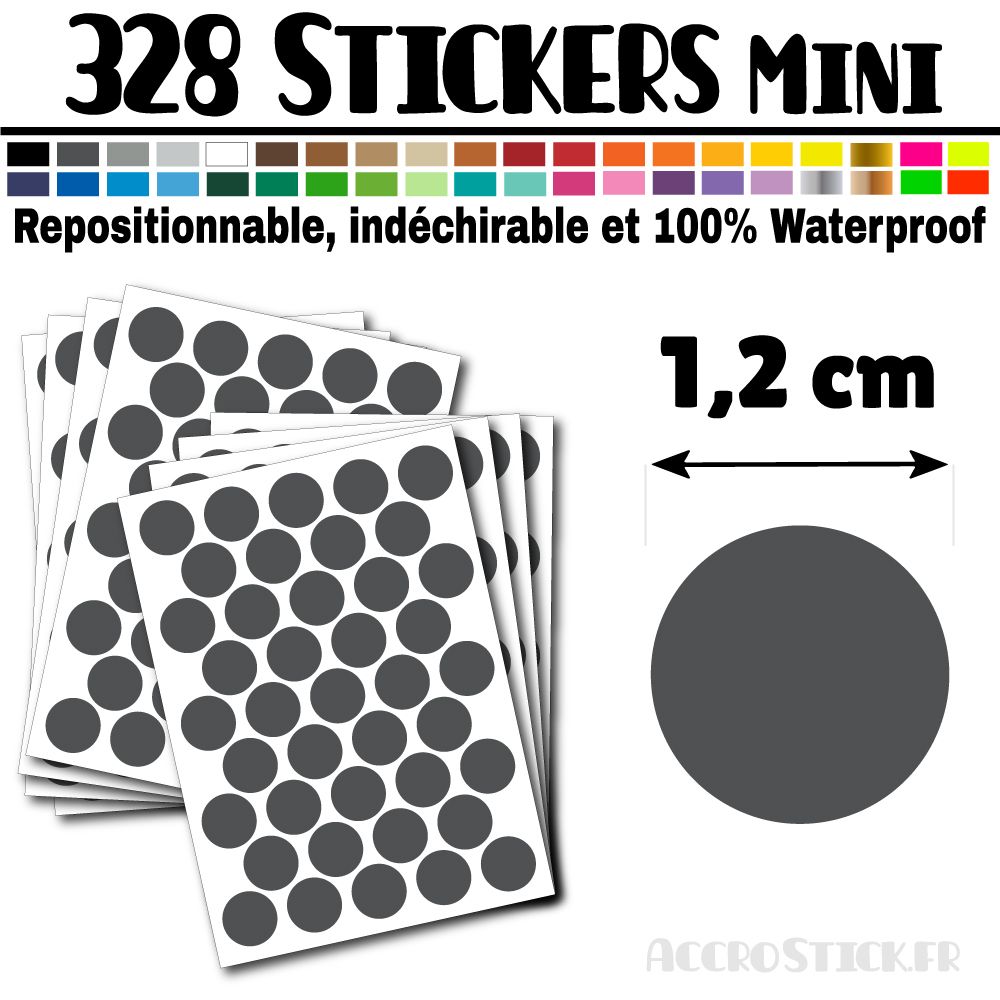 328 Ronds 1,2 cm - Stickers mini gommettes 328 Ronds 1,2 cm - Stickers mini gommettes
