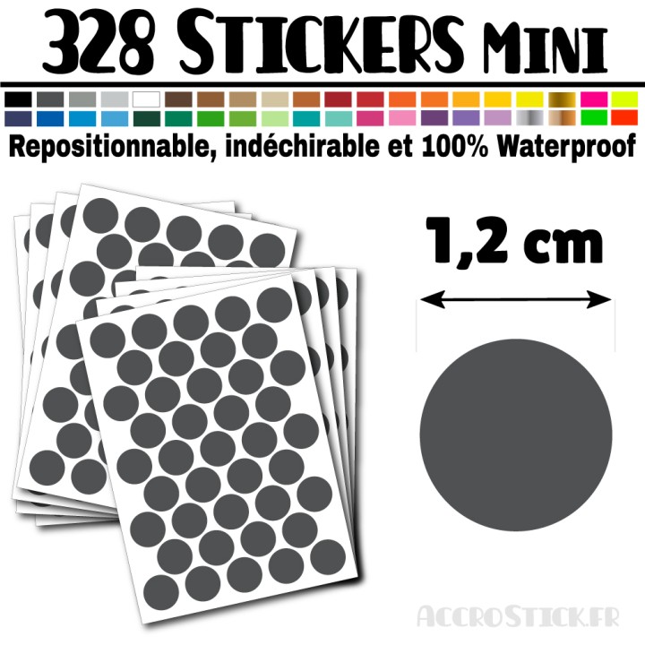 328 Ronds 1,2 cm - Stickers mini gommettes