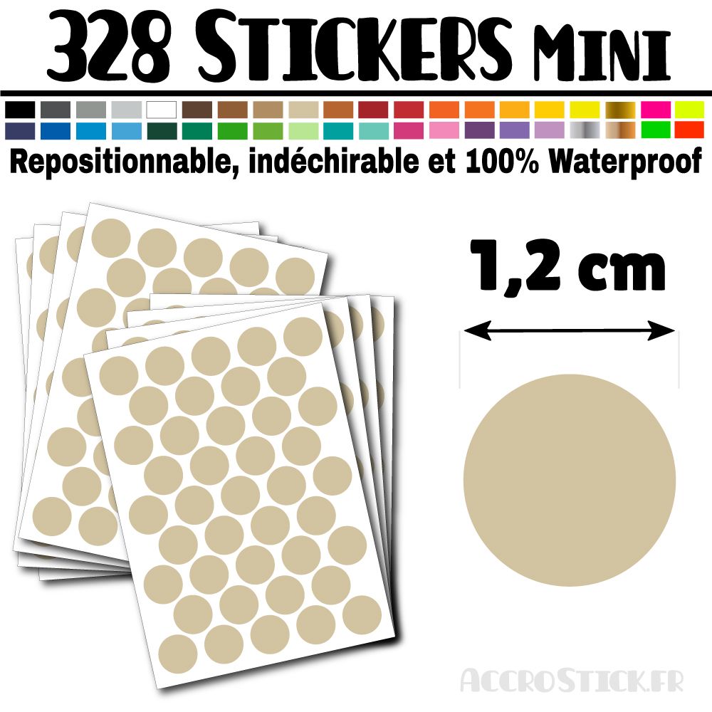 328 Ronds 1,2 cm - Stickers mini gommettes 328 Ronds 1,2 cm - Stickers mini gommettes