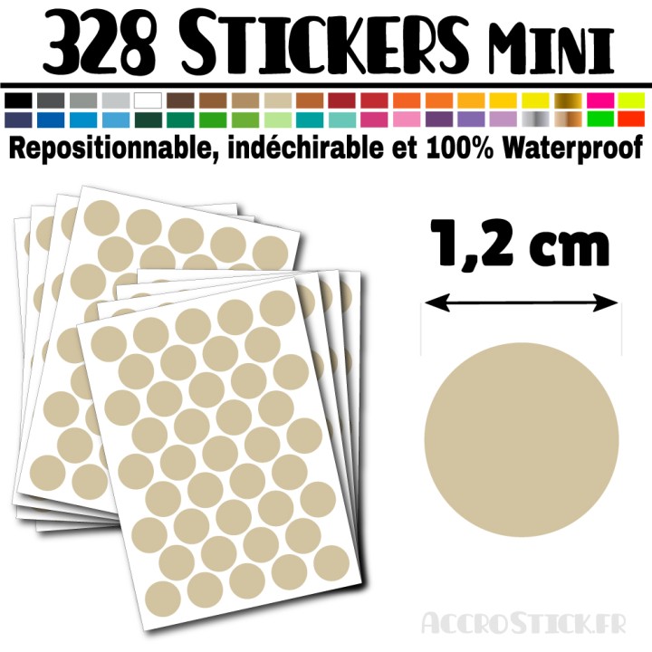 328 Ronds 1,2 cm - Stickers mini gommettes