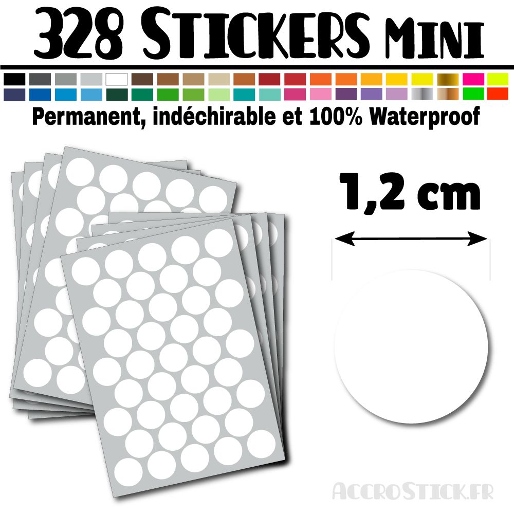 328 Ronds 1,2 cm - Stickers mini gommettes 328 Ronds 1,2 cm - Stickers mini gommettes