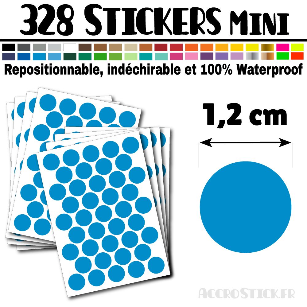 328 Ronds 1,2 cm - Stickers mini gommettes 328 Ronds 1,2 cm - Stickers mini gommettes