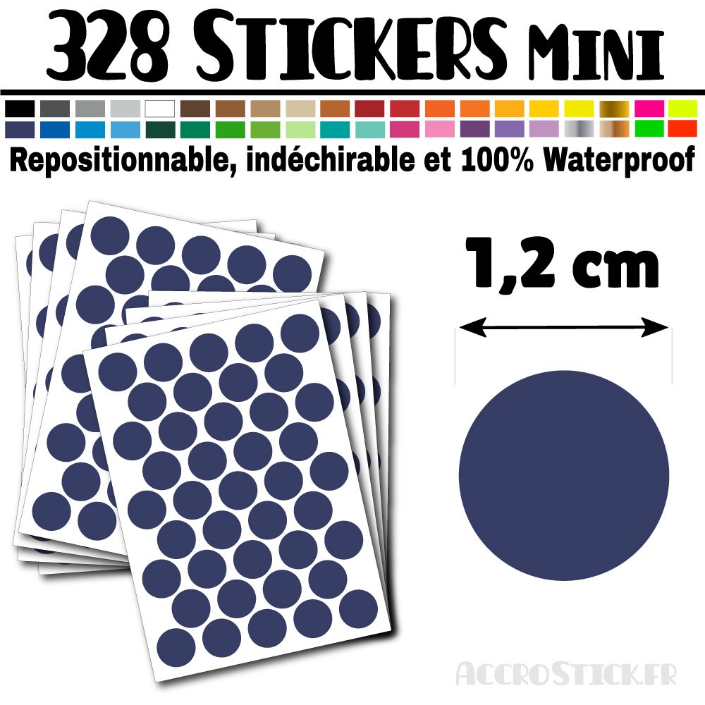 328 Ronds 1,2 cm - Stickers mini gommettes 328 Ronds 1,2 cm - Stickers mini gommettes