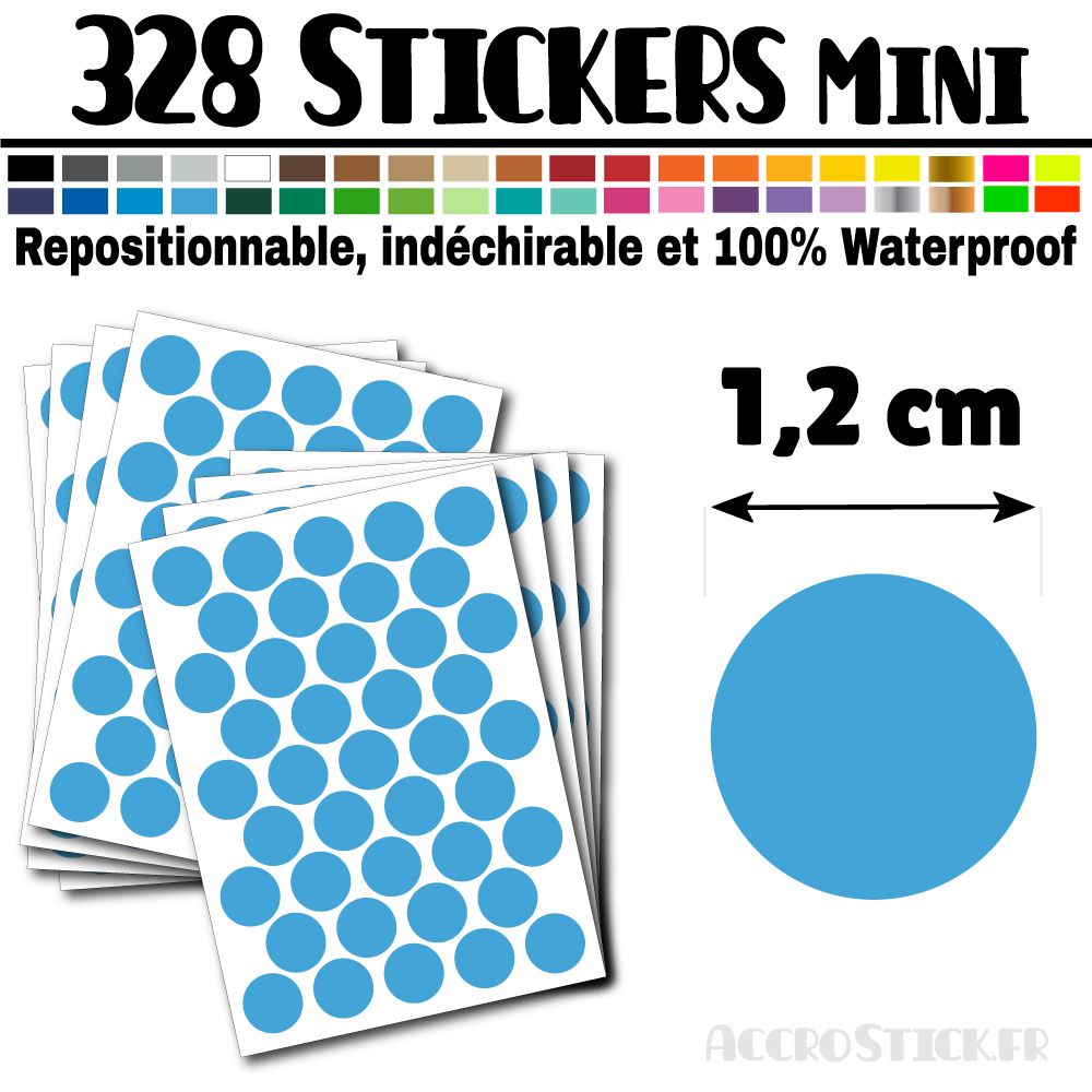 328 Ronds 1,2 cm - Stickers mini gommettes 328 Ronds 1,2 cm - Stickers mini gommettes