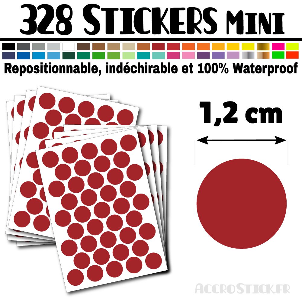 328 Ronds 1,2 cm - Stickers mini gommettes 328 Ronds 1,2 cm - Stickers mini gommettes