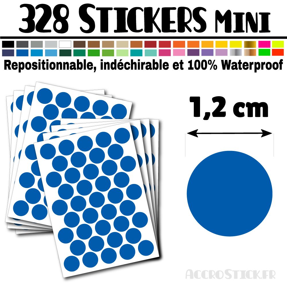 328 Ronds 1,2 cm - Stickers mini gommettes 328 Ronds 1,2 cm - Stickers mini gommettes