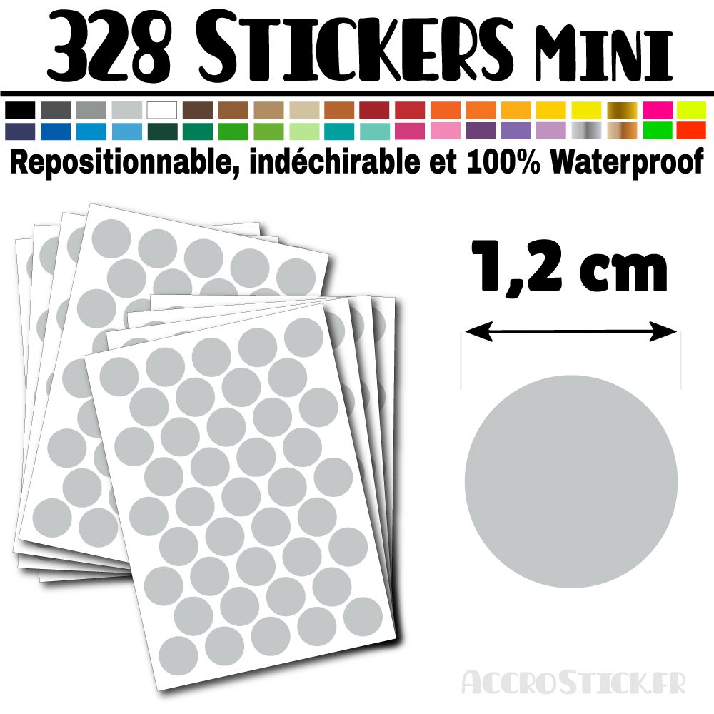 328 Ronds 1,2 cm - Stickers mini gommettes 328 Ronds 1,2 cm - Stickers mini gommettes