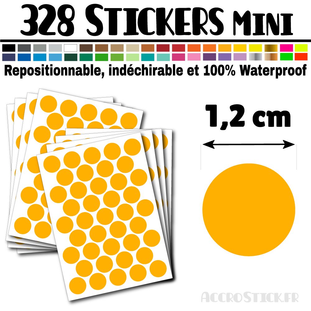 328 Ronds 1,2 cm - Stickers mini gommettes 328 Ronds 1,2 cm - Stickers mini gommettes