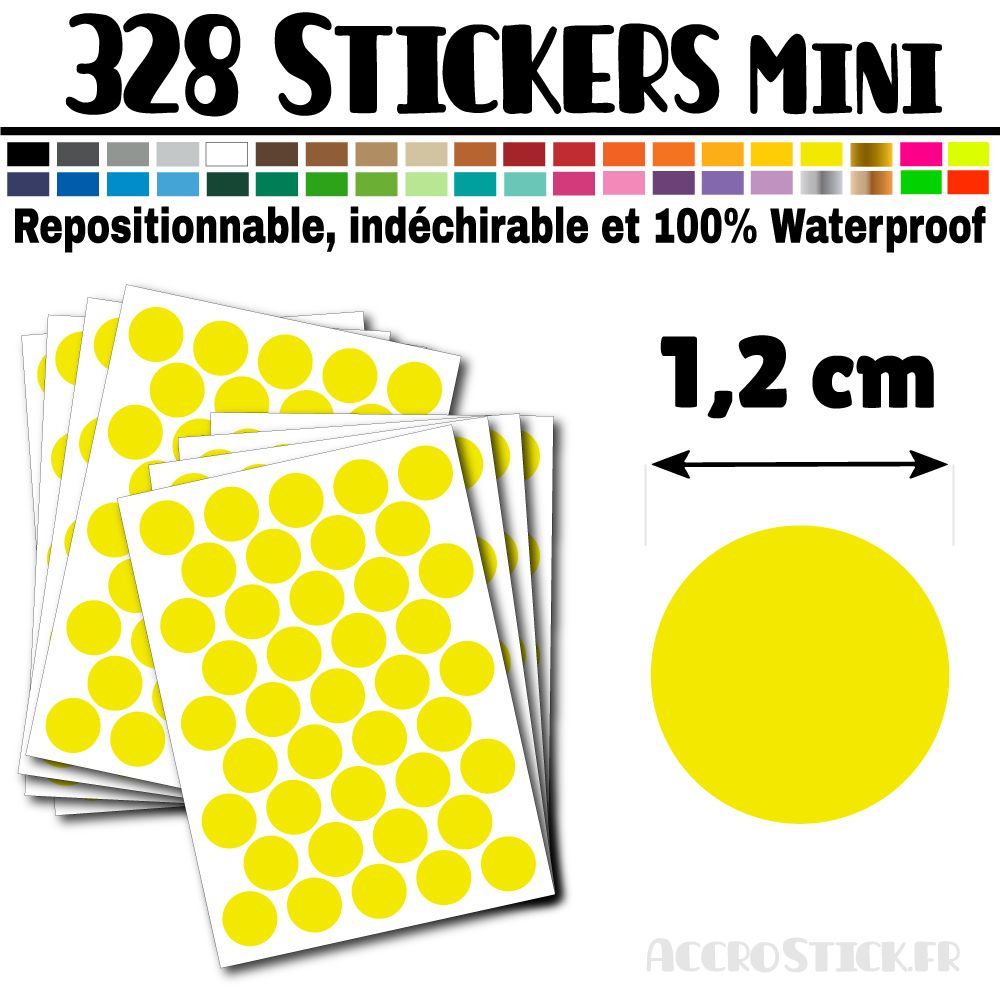328 Ronds 1,2 cm - Stickers mini gommettes 328 Ronds 1,2 cm - Stickers mini gommettes