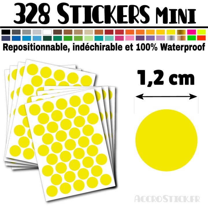 328 Ronds 1,2 cm - Stickers mini gommettes