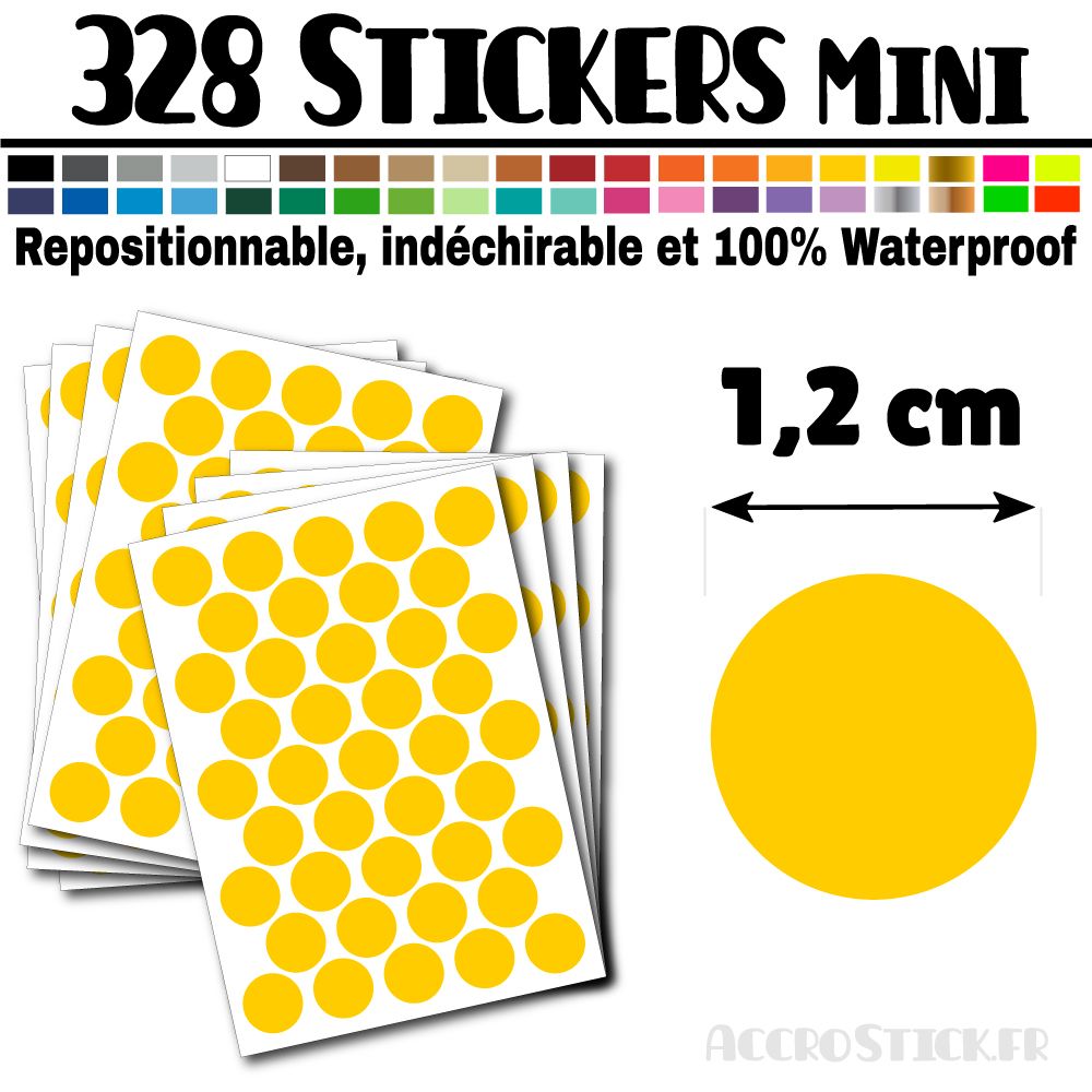 328 Ronds 1,2 cm - Stickers mini gommettes 328 Ronds 1,2 cm - Stickers mini gommettes