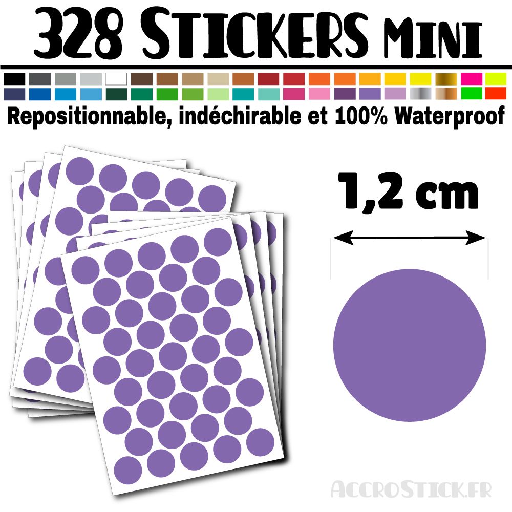 328 Ronds 1,2 cm - Stickers mini gommettes 328 Ronds 1,2 cm - Stickers mini gommettes