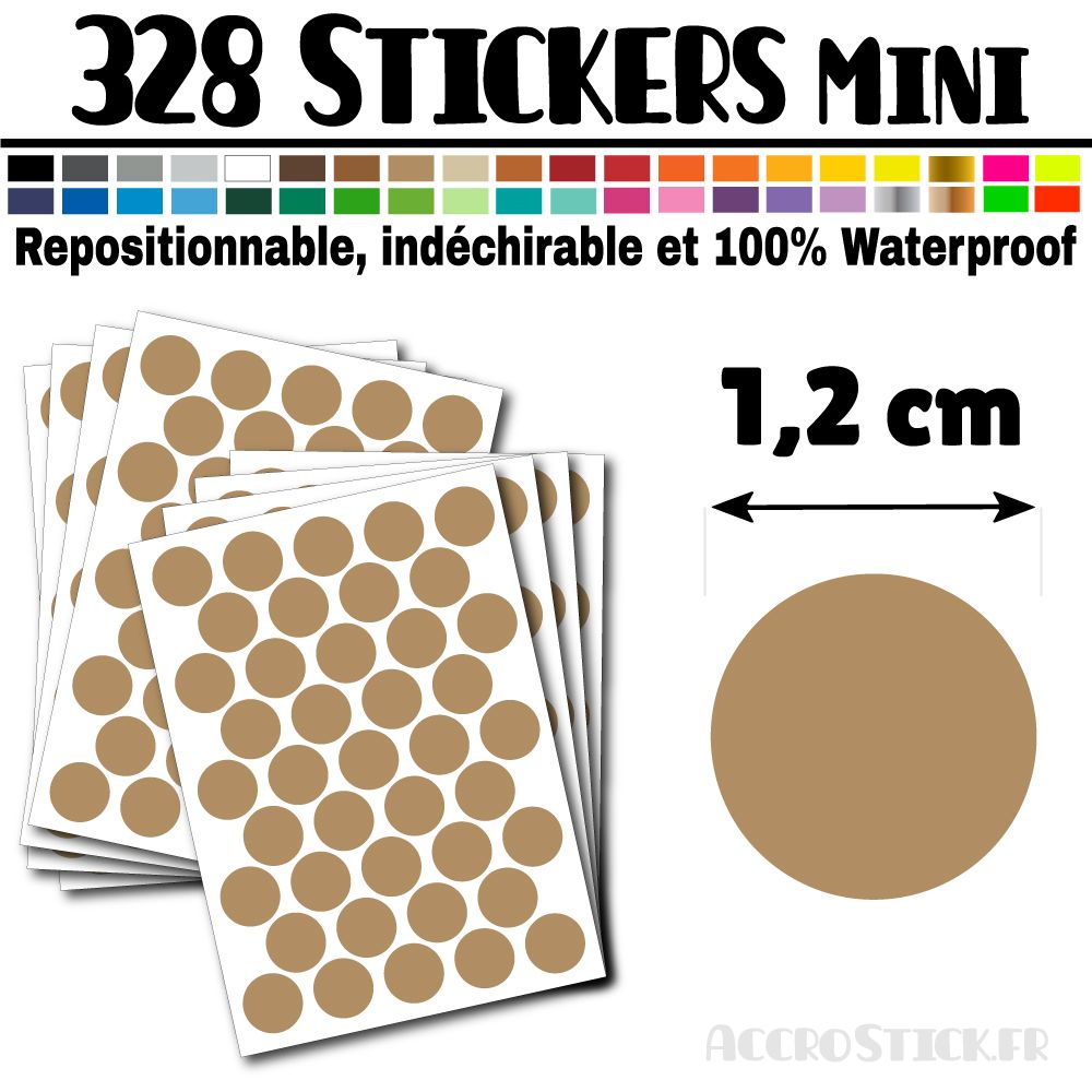 328 Ronds 1,2 cm - Stickers mini gommettes 328 Ronds 1,2 cm - Stickers mini gommettes