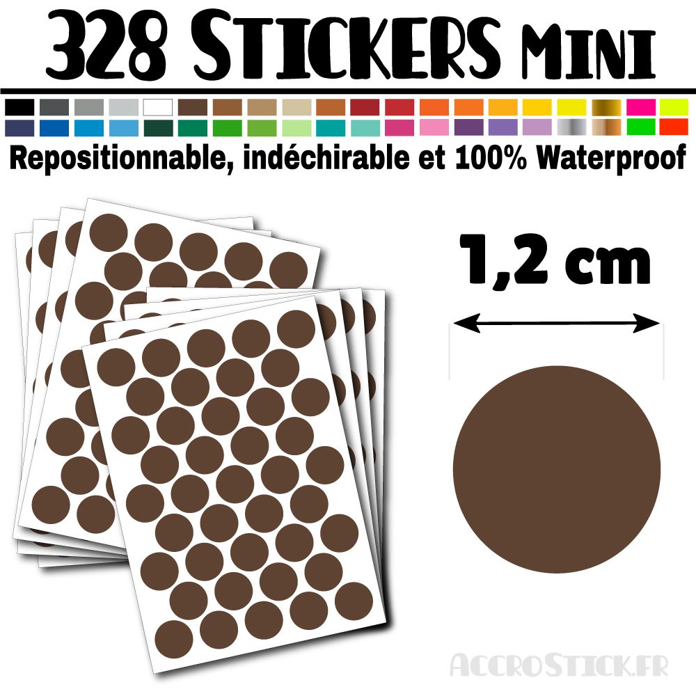 328 Ronds 1,2 cm - Stickers mini gommettes 328 Ronds 1,2 cm - Stickers mini gommettes