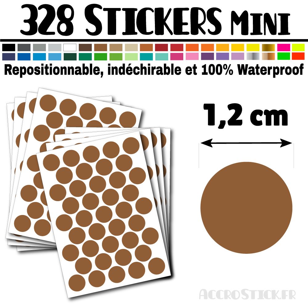 328 Ronds 1,2 cm - Stickers mini gommettes 328 Ronds 1,2 cm - Stickers mini gommettes