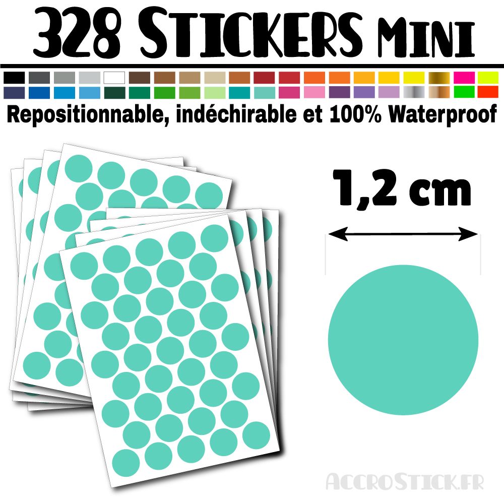 328 Ronds 1,2 cm - Stickers mini gommettes 328 Ronds 1,2 cm - Stickers mini gommettes