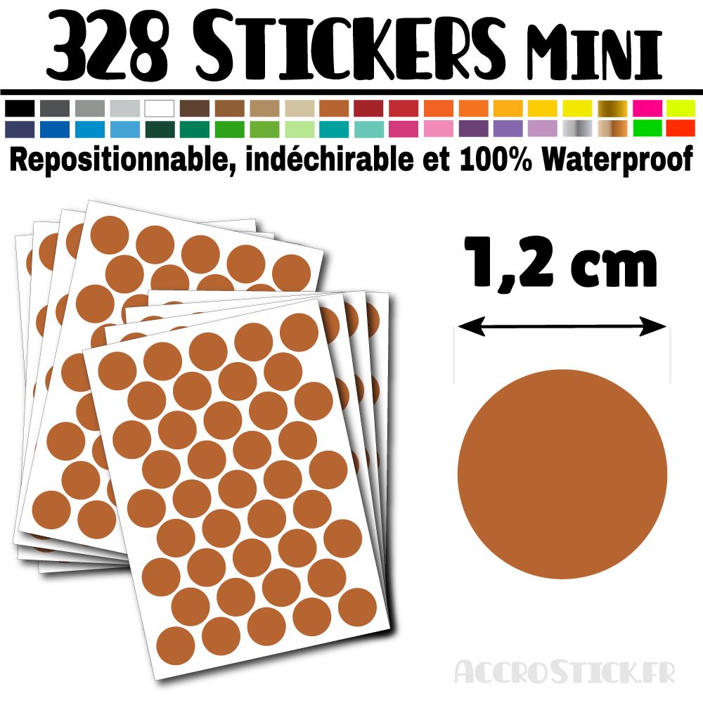 328 Ronds 1,2 cm - Stickers mini gommettes 328 Ronds 1,2 cm - Stickers mini gommettes