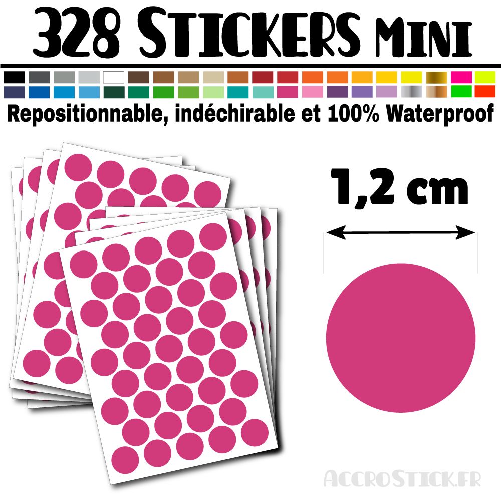 328 Ronds 1,2 cm - Stickers mini gommettes 328 Ronds 1,2 cm - Stickers mini gommettes