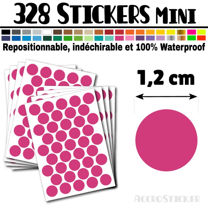 328 Ronds 1,2 cm - Stickers mini gommettes