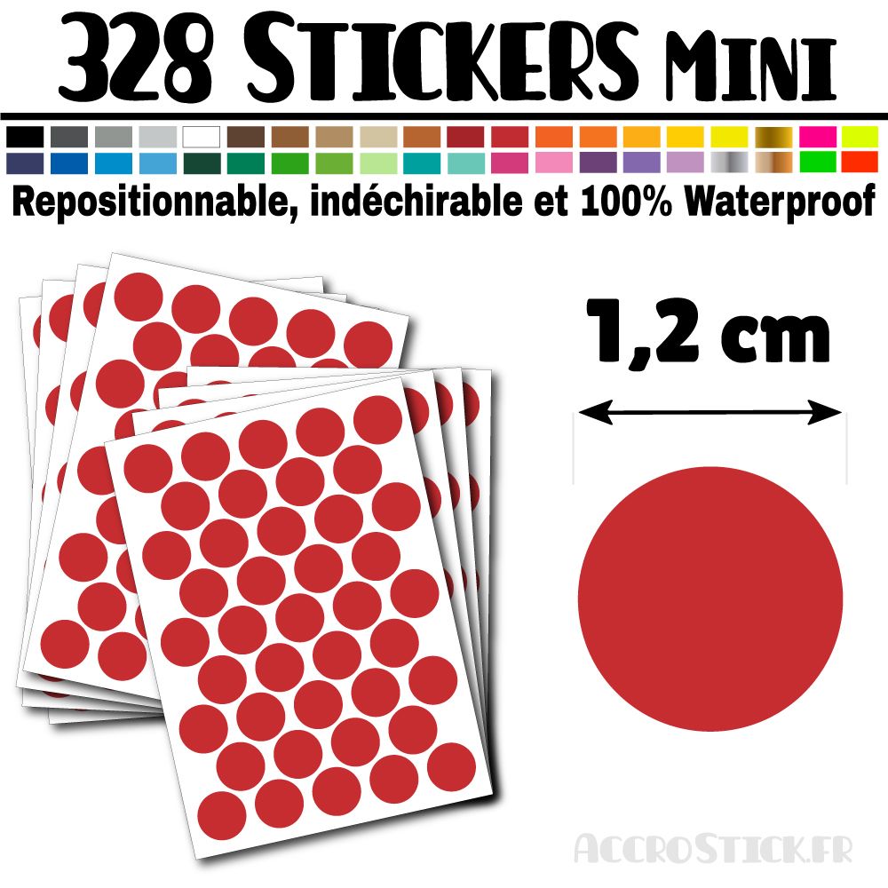 328 Ronds 1,2 cm - Stickers mini gommettes 328 Ronds 1,2 cm - Stickers mini gommettes