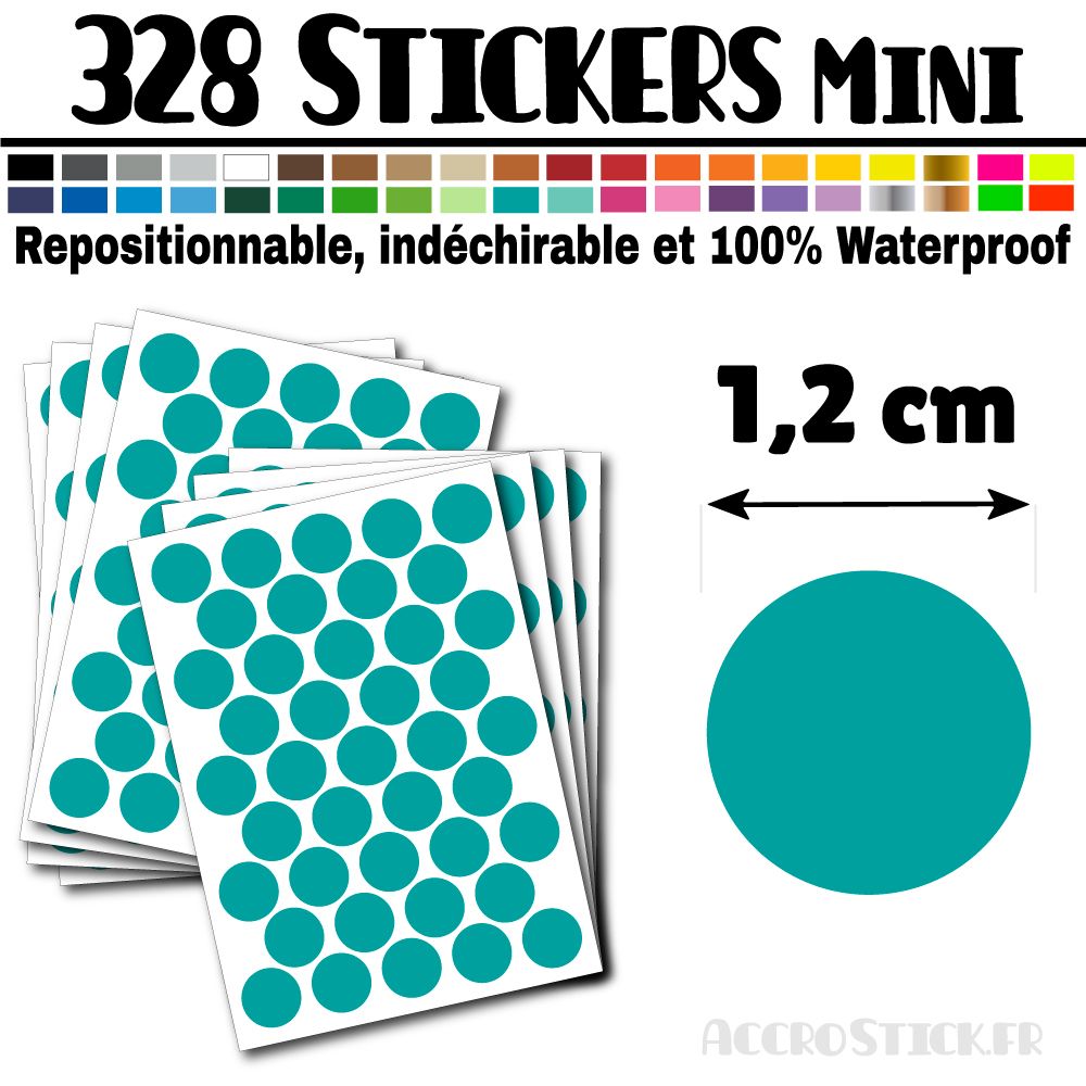 328 Ronds 1,2 cm - Stickers mini gommettes 328 Ronds 1,2 cm - Stickers mini gommettes