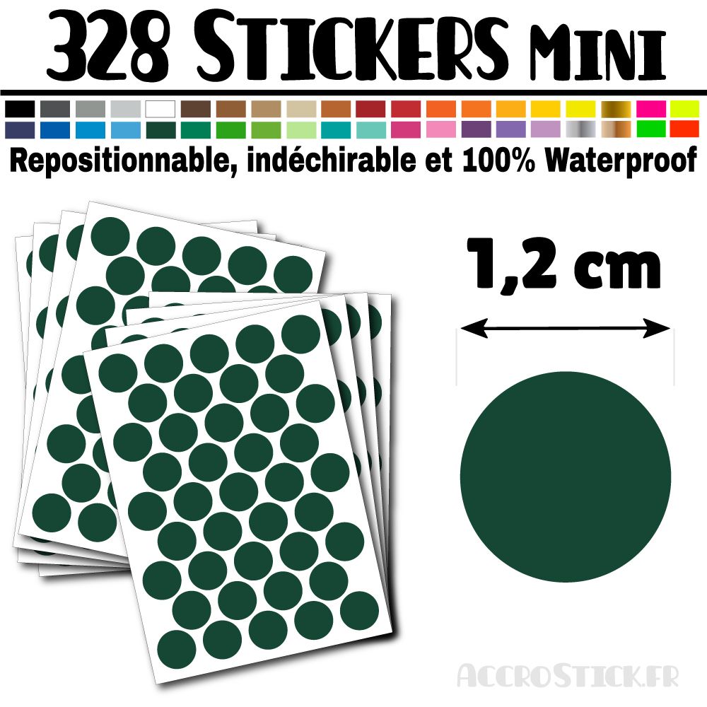 328 Ronds 1,2 cm - Stickers mini gommettes 328 Ronds 1,2 cm - Stickers mini gommettes