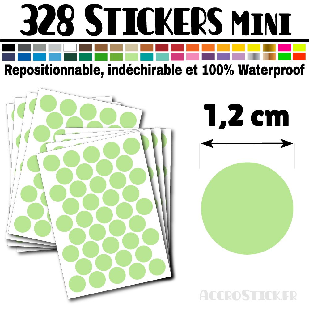 328 Ronds 1,2 cm - Stickers mini gommettes 328 Ronds 1,2 cm - Stickers mini gommettes