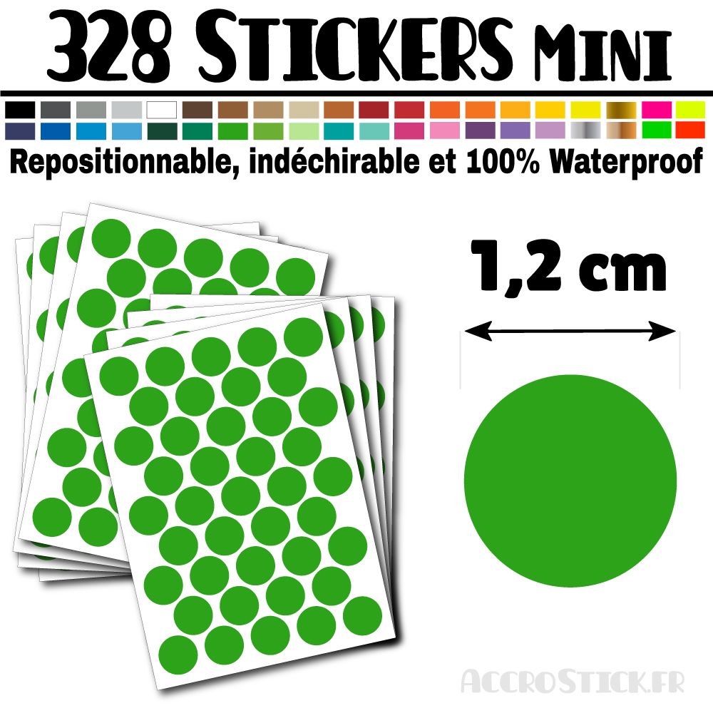 328 Ronds 1,2 cm - Stickers mini gommettes 328 Ronds 1,2 cm - Stickers mini gommettes