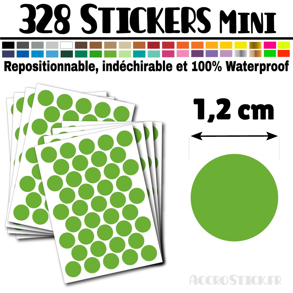 328 Ronds 1,2 cm - Stickers mini gommettes 328 Ronds 1,2 cm - Stickers mini gommettes