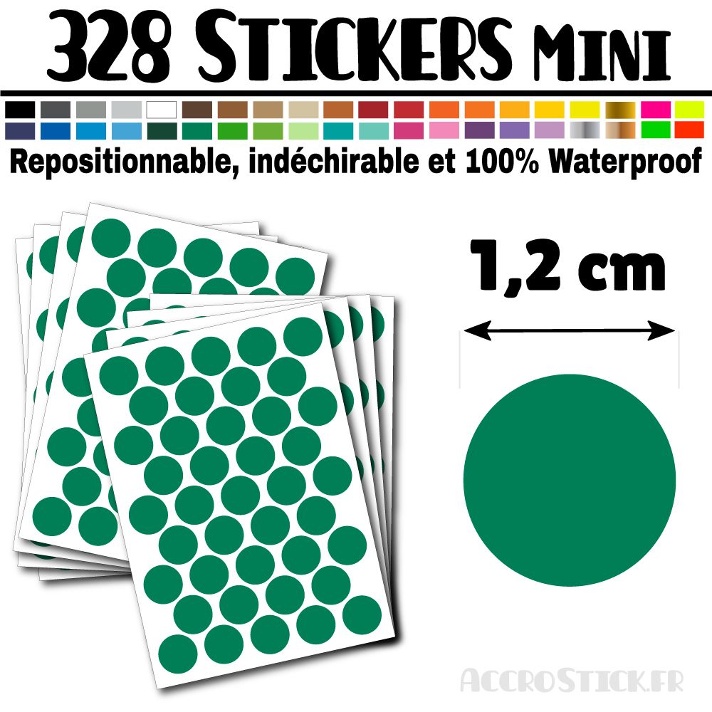 328 Ronds 1,2 cm - Stickers mini gommettes 328 Ronds 1,2 cm - Stickers mini gommettes