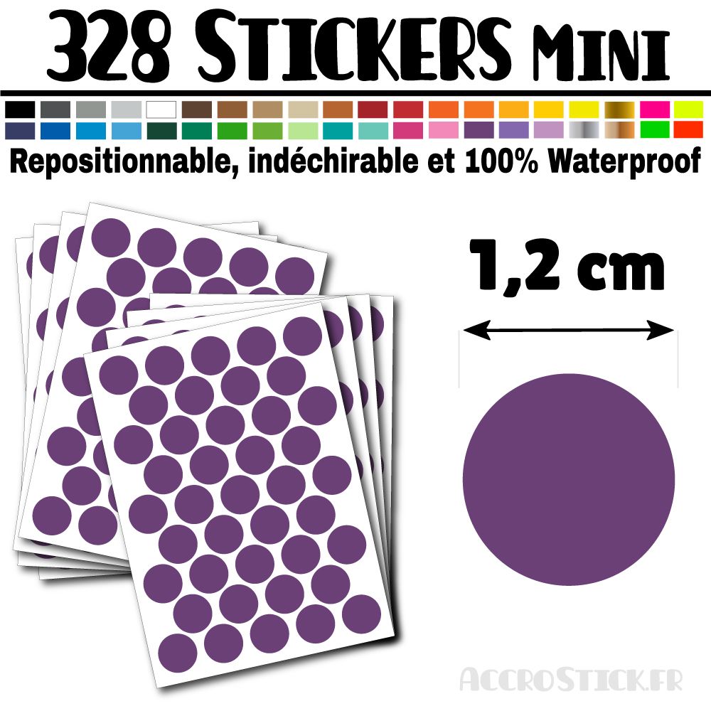 328 Ronds 1,2 cm - Stickers mini gommettes 328 Ronds 1,2 cm - Stickers mini gommettes