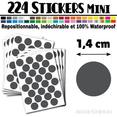 224 Ronds 1,4 cm - Stickers mini gommettes