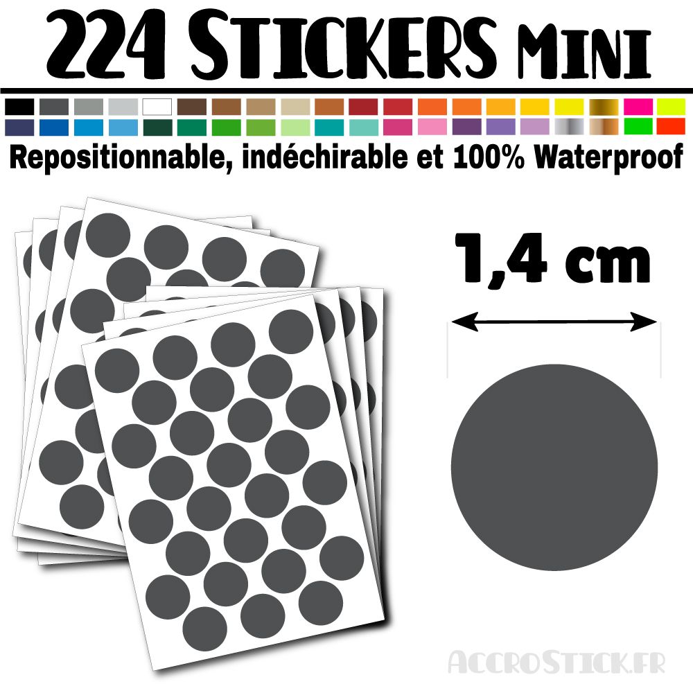 224 Ronds 1,4 cm - Stickers mini gommettes 224 Ronds 1,4 cm - Stickers mini gommettes