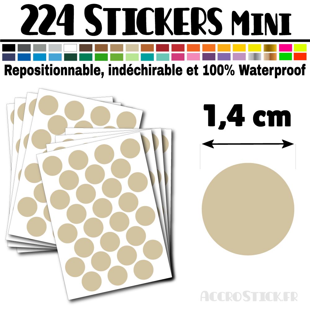 224 Ronds 1,4 cm - Stickers mini gommettes 224 Ronds 1,4 cm - Stickers mini gommettes