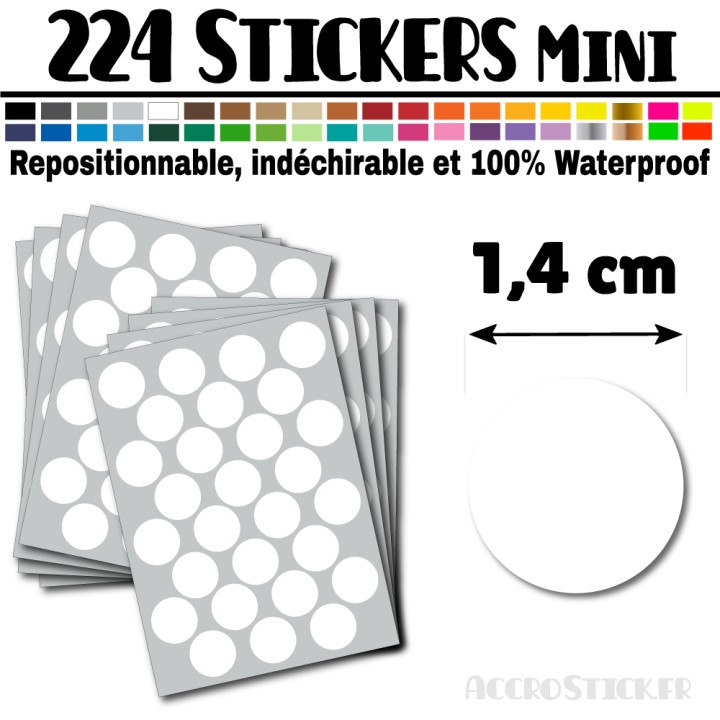 224 Ronds 1,4 cm - Stickers mini gommettes