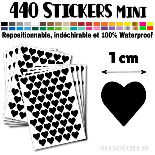 440 Coeurs 1 cm - Stickers mini gommettes