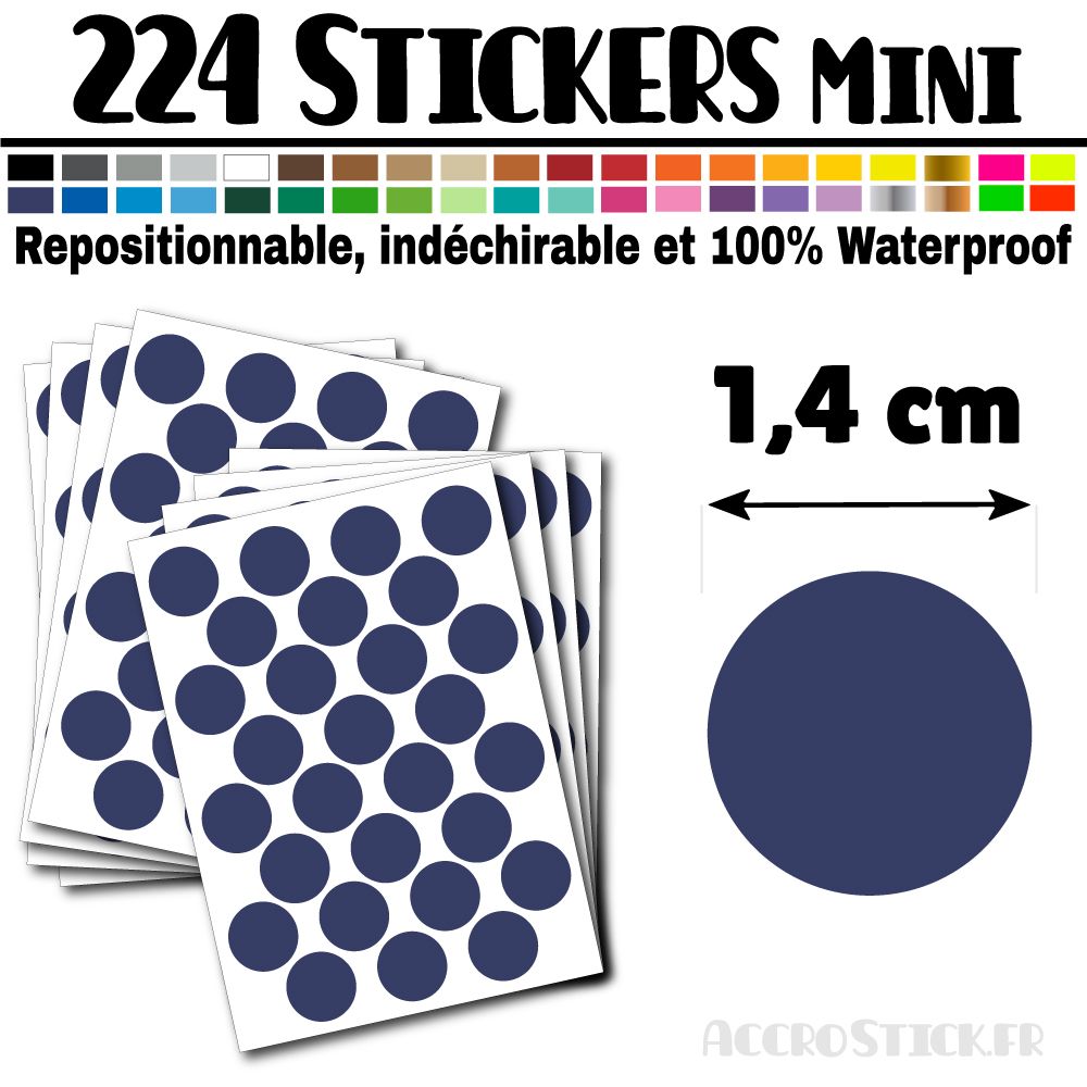 224 Ronds 1,4 cm - Stickers mini gommettes 224 Ronds 1,4 cm - Stickers mini gommettes