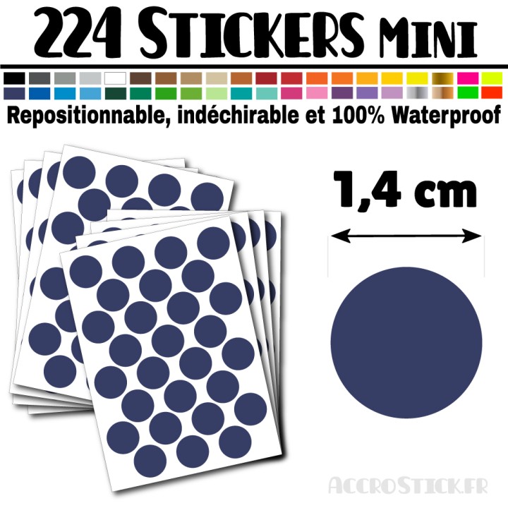 224 Ronds 1,4 cm - Stickers mini gommettes