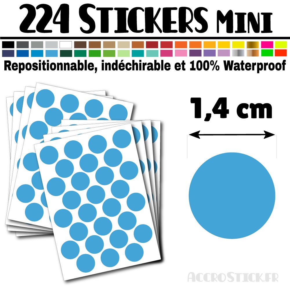 224 Ronds 1,4 cm - Stickers mini gommettes 224 Ronds 1,4 cm - Stickers mini gommettes