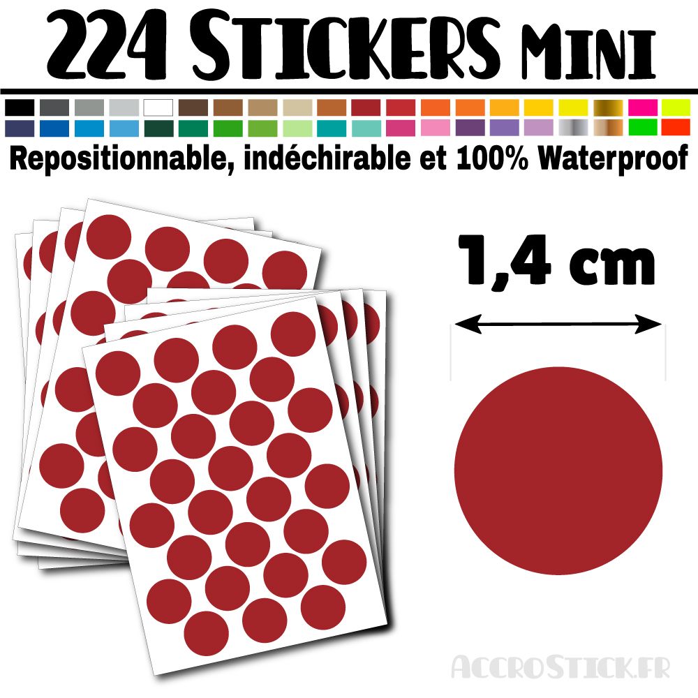 224 Ronds 1,4 cm - Stickers mini gommettes 224 Ronds 1,4 cm - Stickers mini gommettes