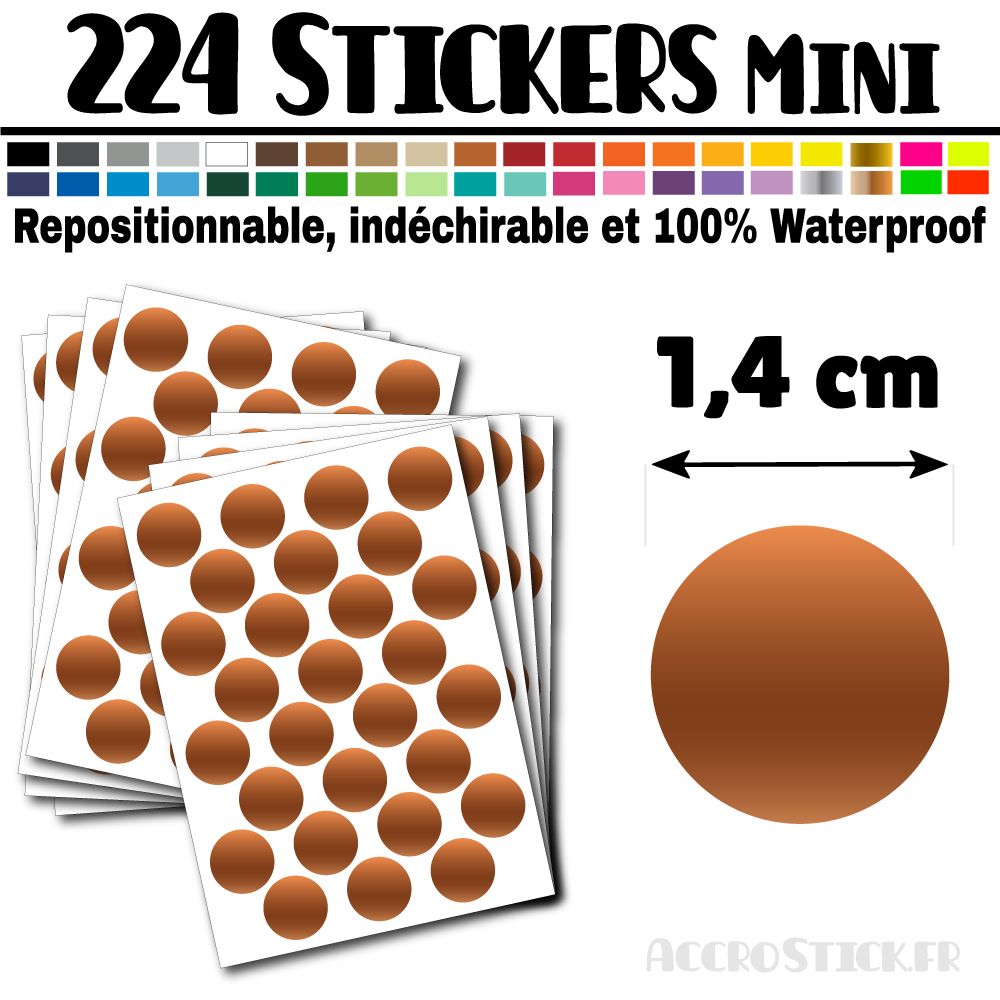 224 Ronds 1,4 cm - Stickers mini gommettes 224 Ronds 1,4 cm - Stickers mini gommettes