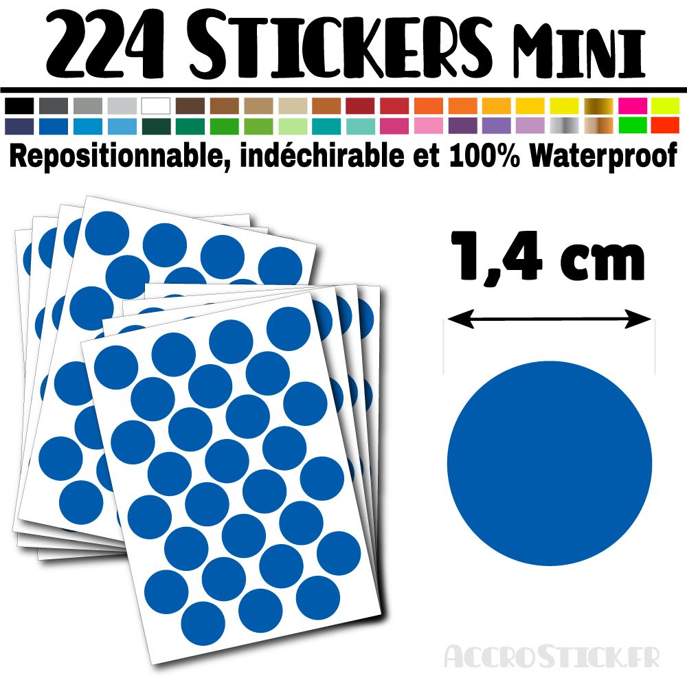 224 Ronds 1,4 cm - Stickers mini gommettes 224 Ronds 1,4 cm - Stickers mini gommettes