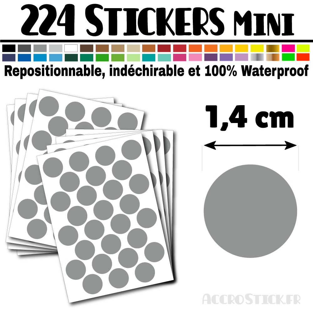 224 Ronds 1,4 cm - Stickers mini gommettes 224 Ronds 1,4 cm - Stickers mini gommettes