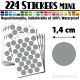 224 Ronds 1,4 cm - Stickers mini gommettes
