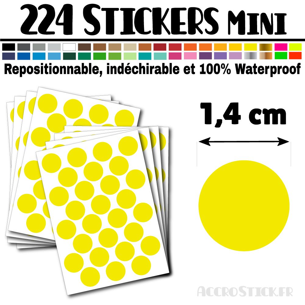 224 Ronds 1,4 cm - Stickers mini gommettes 224 Ronds 1,4 cm - Stickers mini gommettes