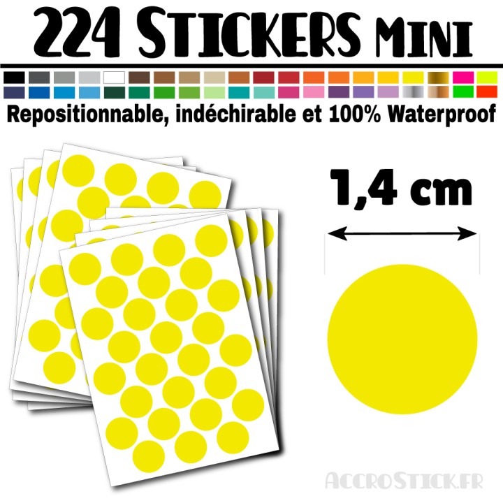 224 Ronds 1,4 cm - Stickers mini gommettes